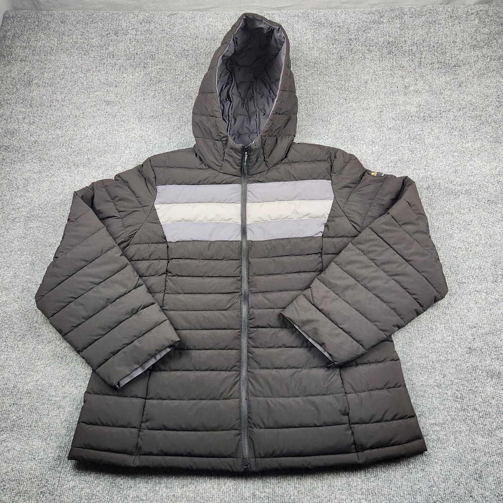 HFX Outdoors Womens XL Black Puffer Jacket Hooded Water Resistant Active Stretch